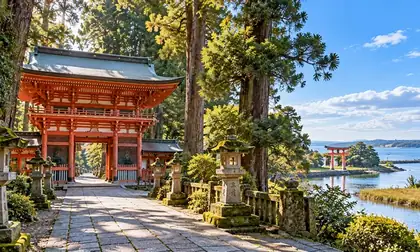 鹿島神宮の森と水郷の鳥居をモチーフにした鹿嶋・神栖のイメージ画像