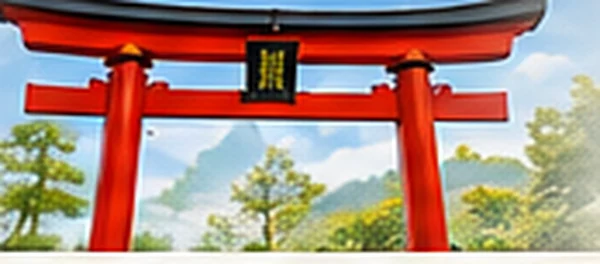 赤い鳥居のある神社